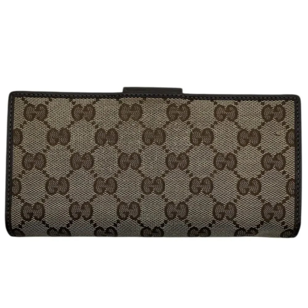 Gucci GG‎ Abbey D Ring Continental Wallet Brown Canvas Leather OS Vintage - Picture 5 of 11